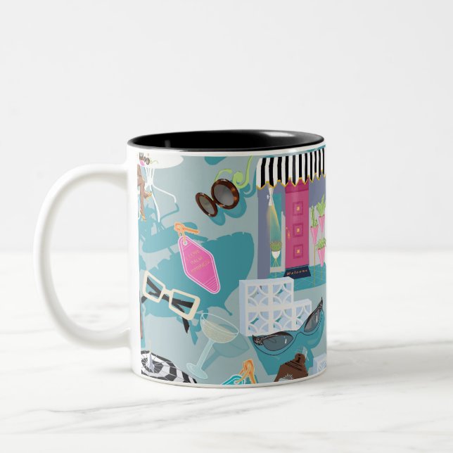 Palm Springs Poolside Midcentury Retro Coffee Mug (Left)