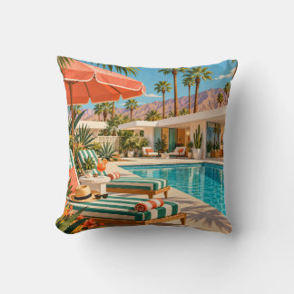 Palm Springs Poolside Retro Mid Century Cushion