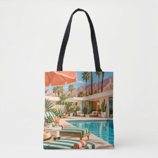 Palm Springs Poolside Retro Mid Century Modern Art Tote Bag