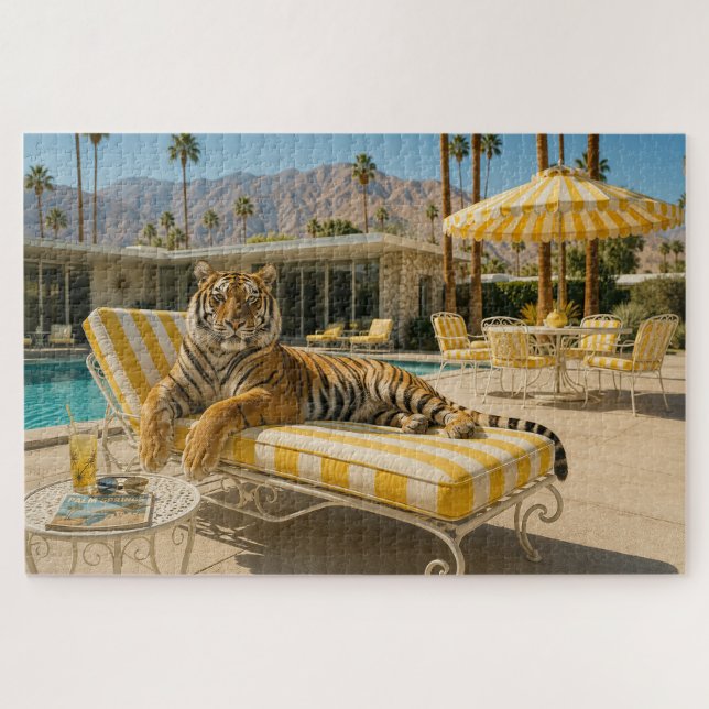 Palm Springs Poolside Tiger Jigsaw Puzzle (Horizontal)