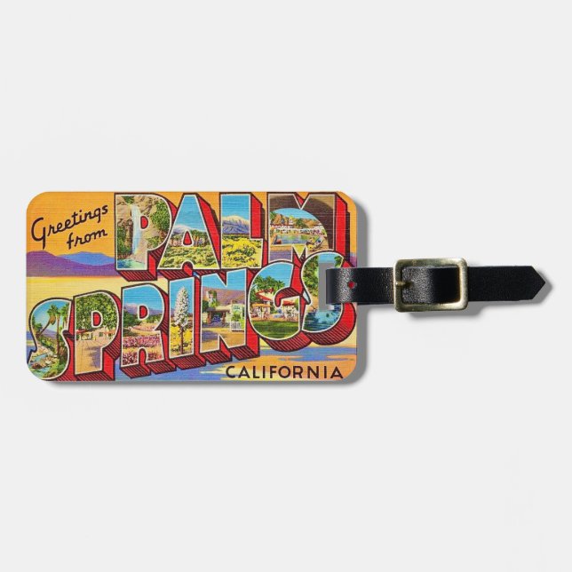 Palm Springs Postcard Luggage Tag (Front Horizontal)