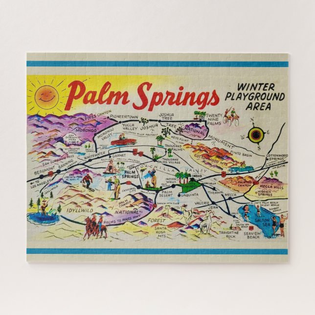 Palm Springs Retro Map 8x10 Jigsaw Puzzle (Horizontal)