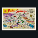 Palm Springs Retro Map Print<br><div class="desc">A very colourful retro postcard greetings from Palm Springs,  California repurposed!</div>