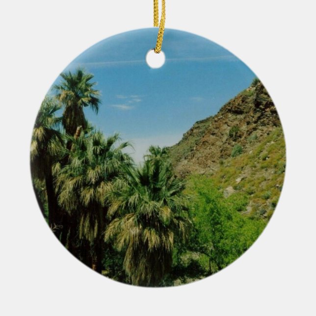 Palm Springs Scene Ceramic Tree Decoration (Front)