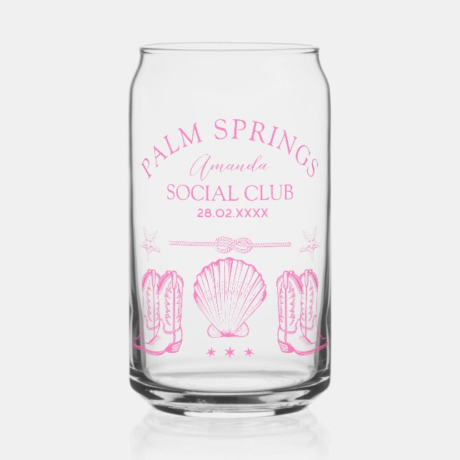 Palm Springs Social Club | Bachelorette Can Glass (Front)