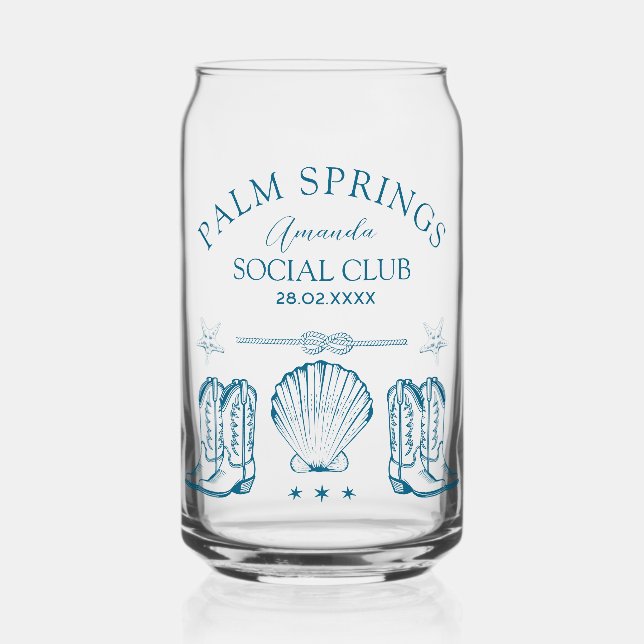 Palm Springs Social Club | Bachelorette Can Glass (Front)