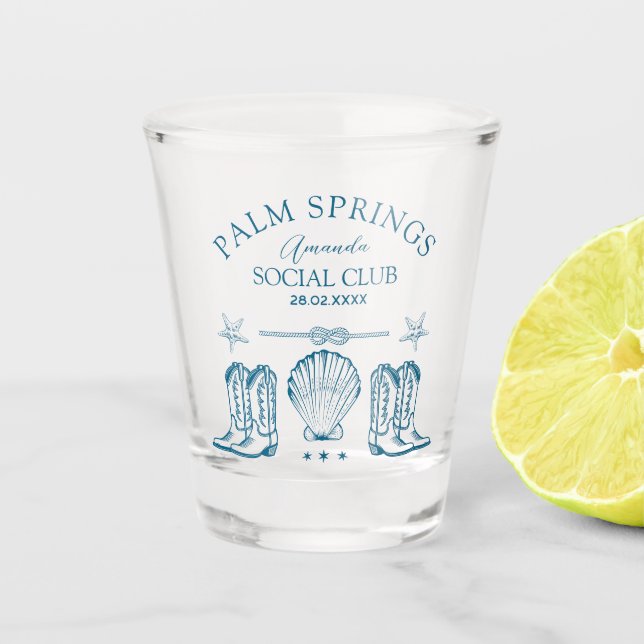 Palm Springs Social Club | Bachelorette Shot Glass (Front)