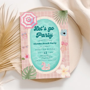 Palm Springs Summer Pool Party Birthday Invitation