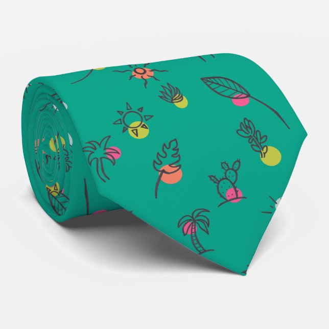 Palm Springs Theme Summer Pattern Neck Tie (Rolled)