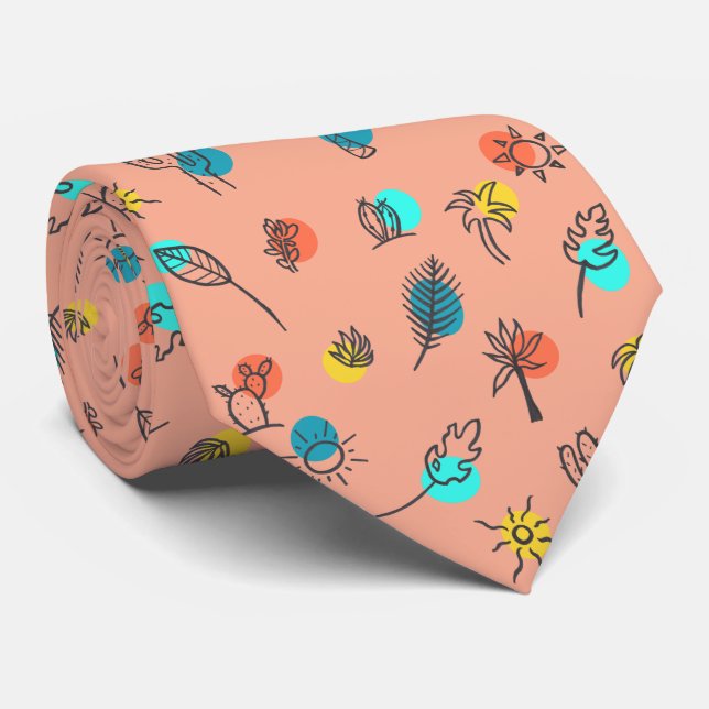 Palm Springs Theme Summer Pattern Tie (Rolled)