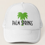 Palm Springs trucker hat<br><div class="desc">Palm Springs trucker hat. Green palm tree logo with custom text. Great for Birthday party,  weekend away,  trip,  vacation,  getaway,  beach etc</div>