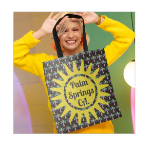 Palm Springs Turquoise Colourful Palm Trees Tote Bag