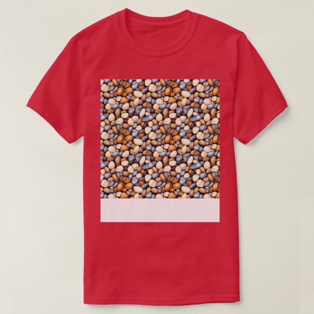 Palm Stones Seamless Pattern Beach Pebble Gemstone T-Shirt (Design Front)