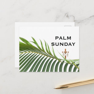 Palm Sunday Cross with Green Palm Frond  Postcard
