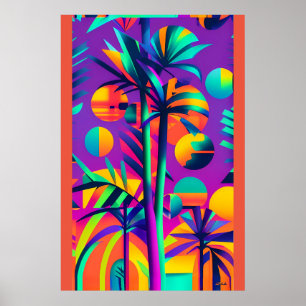 Palm Sunday Ken Gauge Tropical Retrowave Poster