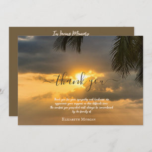 Palm Sunset Photo Celebration Of Life  Thank You Card