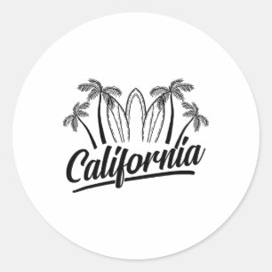 Palm Surfing Board California Beach Cool Traveler  Classic Round Sticker
