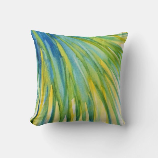 Palm Tree Abstract Watercolor Cushion (Front)