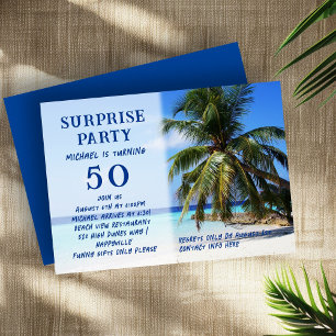 Palm Tree Adult Surprise Birthday Party Invitation