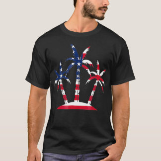 Palm Tree  American Flag  Gift For Men Women T-Shirt