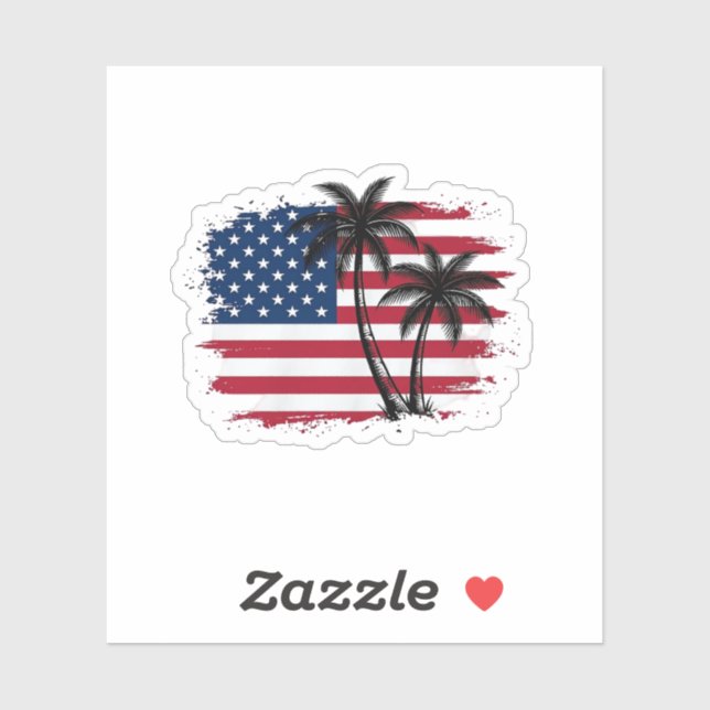 Palm Tree American Flag Patriotic Beach Vector Art (Sheet)