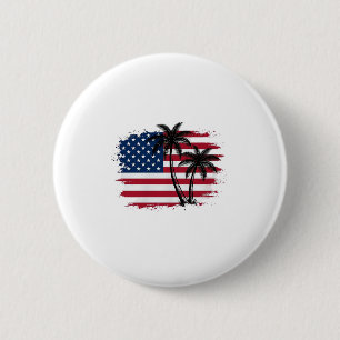 Palm Tree American Flag Patriotic Beach Vector Art 6 Cm Round Badge