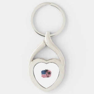 Palm Tree American Flag Patriotic Beach Vector Art Key Ring