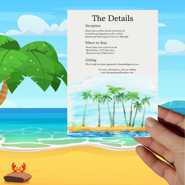 Palm Tree and Beach Wedding Information Card (Creator Uploaded)