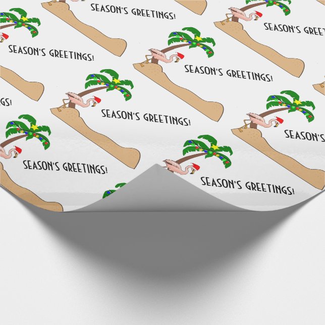 Palm Tree and Flamingos Tropical Christmas Wrapping Paper (Corner)