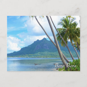 Palm tree and mountain in Bora Bora Postcard