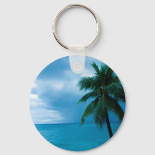 palm tree and ocean key ring