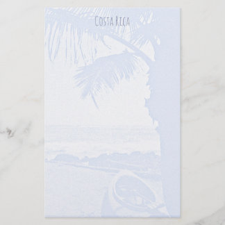 Palm Tree and Ocean Pale Blue Scene Stationery
