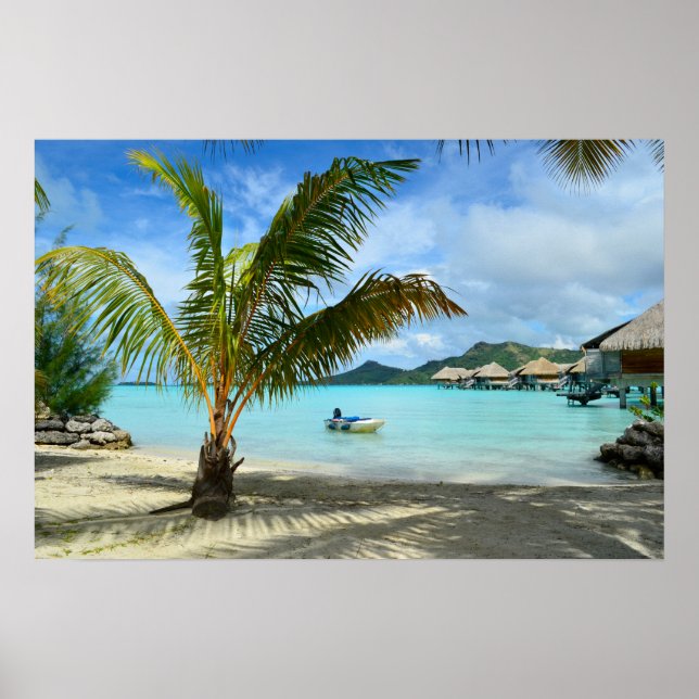Palm tree and overwater resort poster (Front)