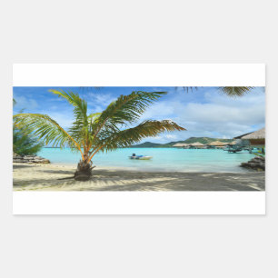 Palm tree and overwater resort rectangle sticker