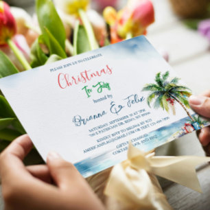 Palm Tree And Present Christmas in July Invitation