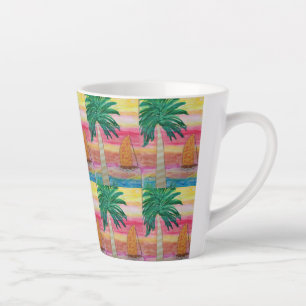 Palm Tree and Sailboat Latte Mug