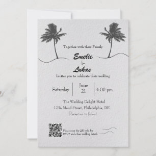 Palm Tree and Seashells Arch Photo Wedding  Invitation