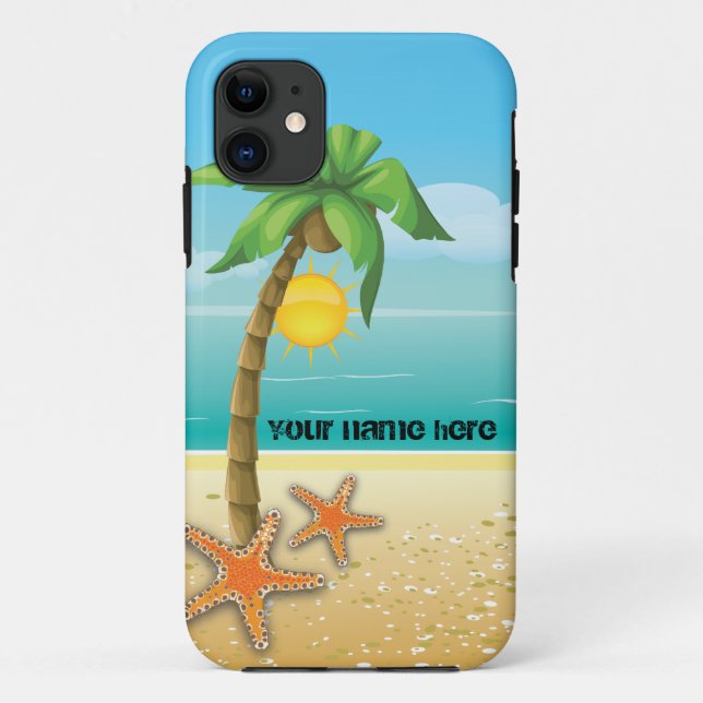 Palm tree and starfish tropical scenery Case-Mate iPhone case (Back)