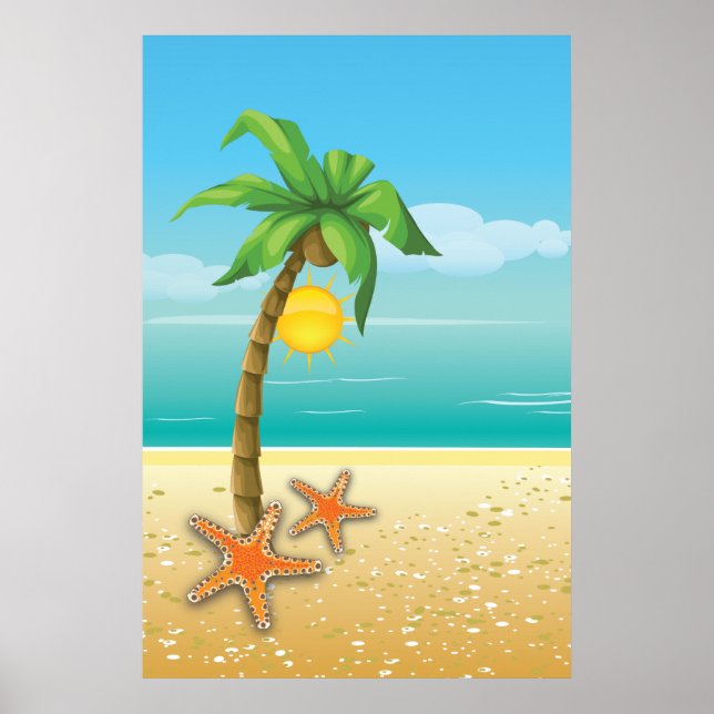 Palm tree and sun tropical scenery print/poster poster (Front)