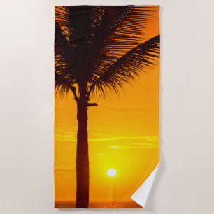 Palm Tree and Sunset Beach Towel