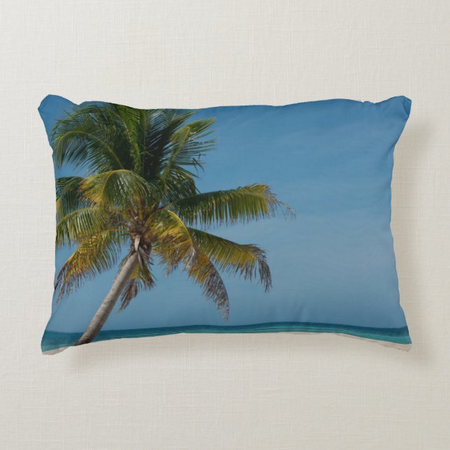 Palm tree and white sand beach  2 decorative cushion (Front)
