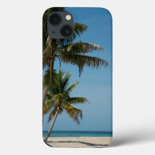 Palm tree and white sand beach iPhone 13 case