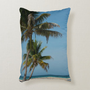 Palm tree and white sand beach decorative cushion
