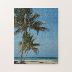 Palm tree and white sand beach jigsaw puzzle