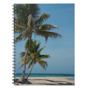 Palm tree and white sand beach notebook