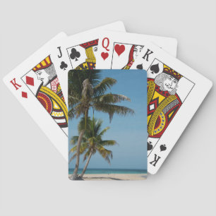 Palm tree and white sand beach playing cards