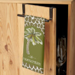 Palm Tree Animal Print Tea Towel<br><div class="desc">Chic tropical palm tree on an elegant animal print spot pattern is featured on this personalised kitchen towel (white on the back.) MATCHING items in our store.</div>