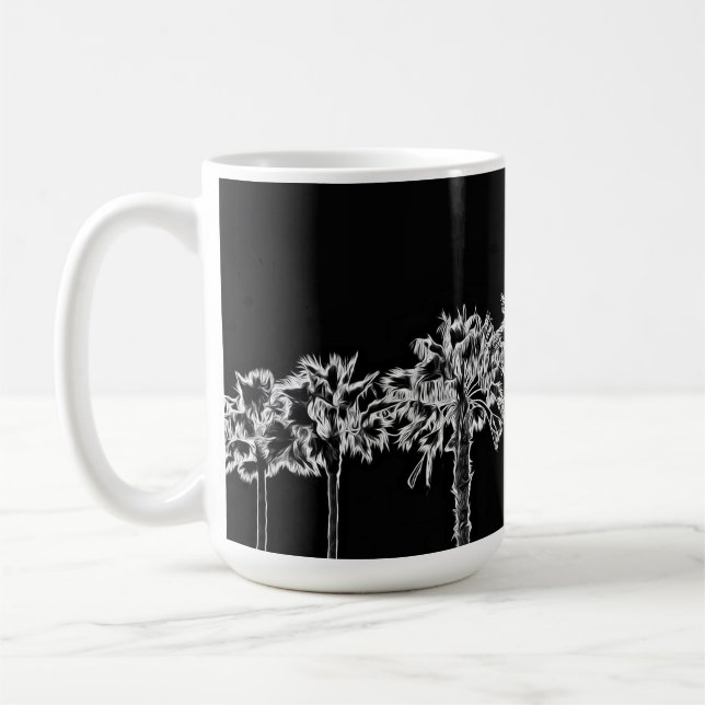 Palm Tree Art Black and White Cup Mug (Left)