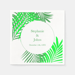 Palm Tree Art Green Leaves Elegant Wedding Napkin