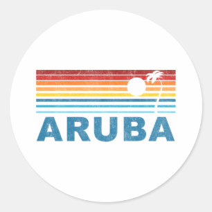 Palm Tree Aruba Classic Round Sticker